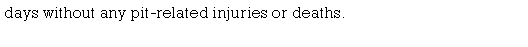 Text Box: days without any pit-related injuries or deaths.